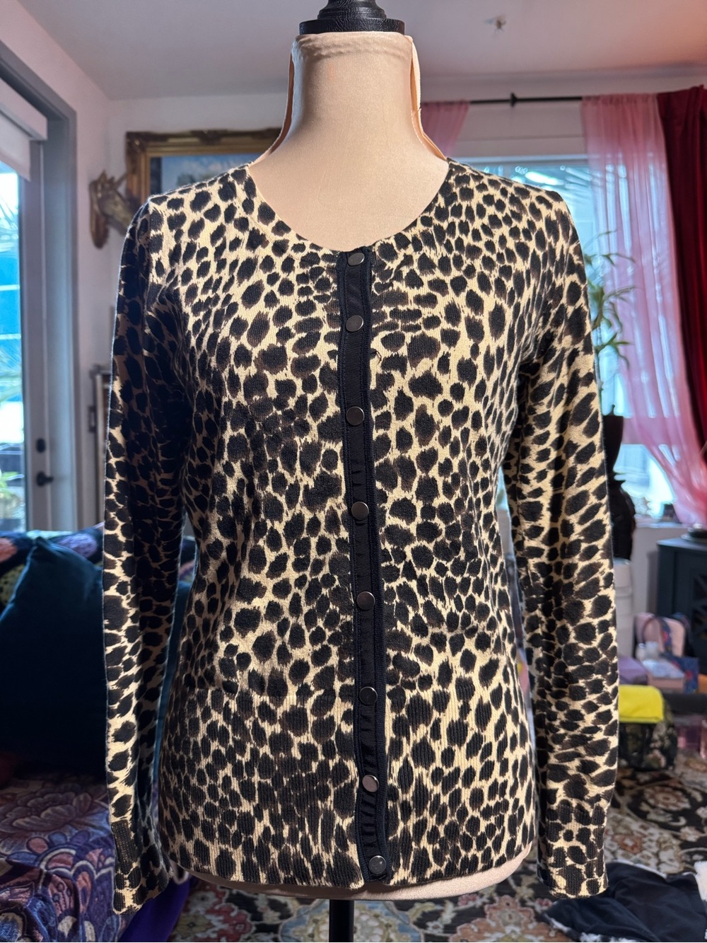 FWM Fenn Wright Manson Leopard Print Cardigan Sweater S
